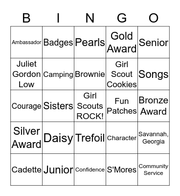 GSGLA Troop 7213 ROCKS! Bingo Card