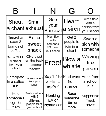 Picket Bingo Card