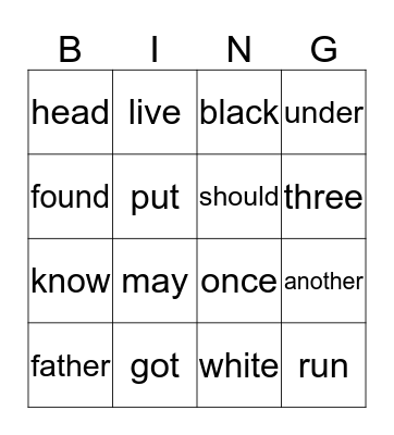 Lime Words Bingo Card