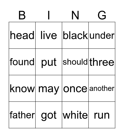 Lime Words Bingo Card