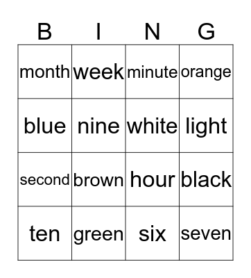 Pearl Words Bingo Card