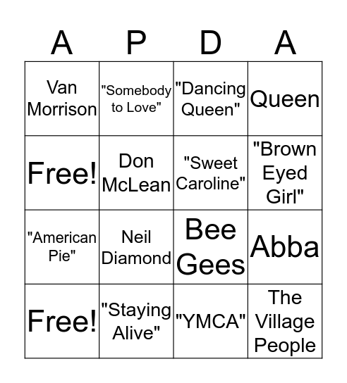 Music Bingo  Bingo Card