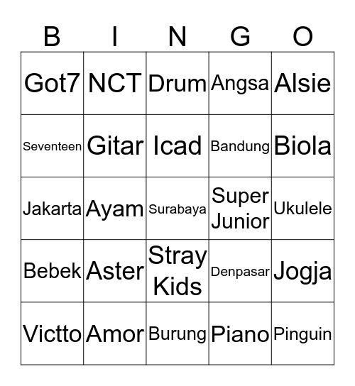 ASTERNETTE  Bingo Card