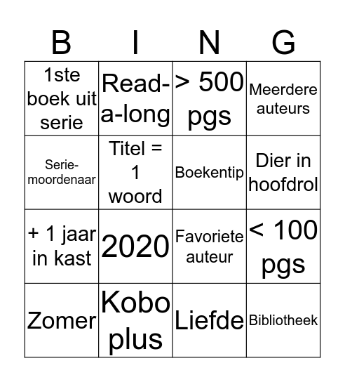 De leesclub boekenbingo Card