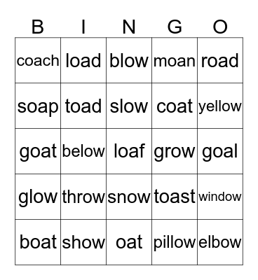 oa / ow Bingo Card