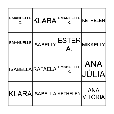 NOME DOS BINGOS Bingo Card