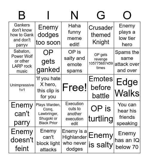 Generic For Honor clip  Bingo Card