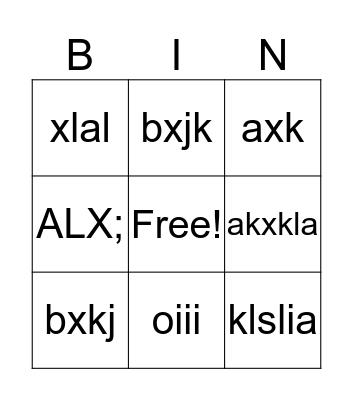 Fun with Words Bingo Card