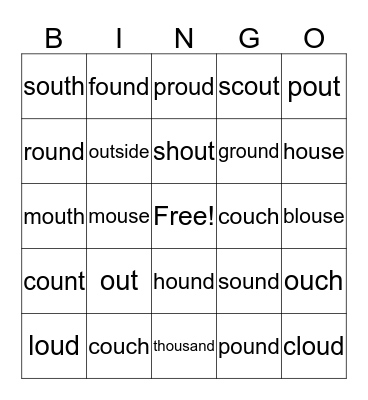 ou words Bingo Card