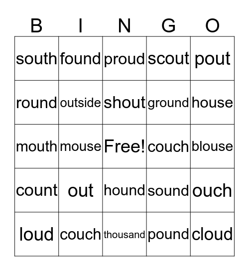 ou words Bingo Card