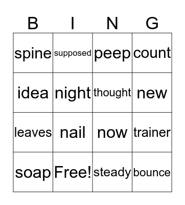 Fun with Words Bingo Card