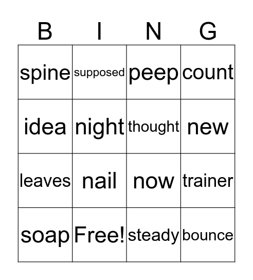 Fun with Words Bingo Card