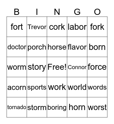 /or/ words Bingo Card