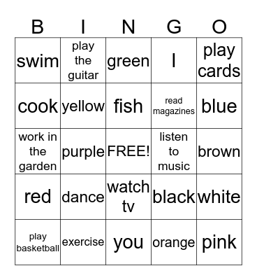 ENGLISH CLASS UNIT 10 Bingo Card