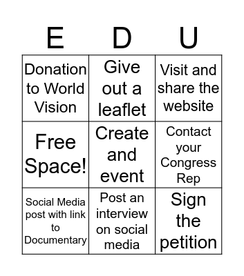 Quality Education Bingo Card Bingo Card