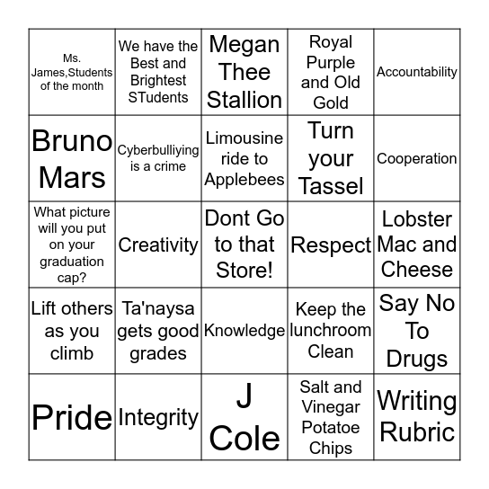 Attendance Bingo Card