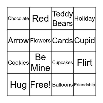 Valentine's Day Bingo  Bingo Card