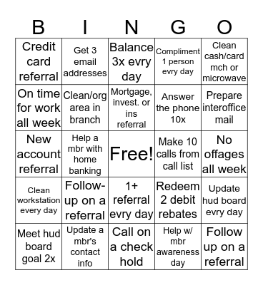 Front Line Bingo Card