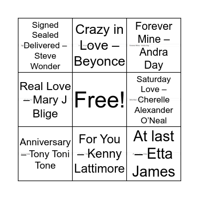 Music Bingo Card