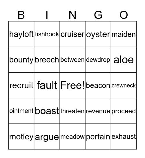 Vowel Team Bingo Card