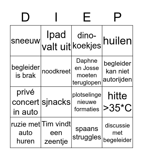 Ultieme Veldwerk Bingo Card