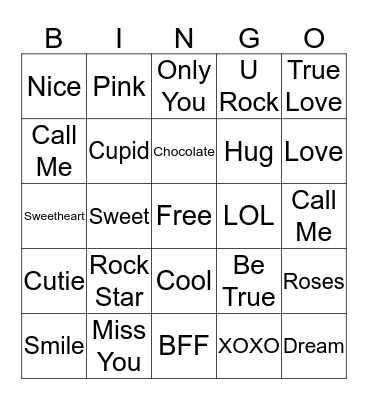 Candy Heart Bingo Card