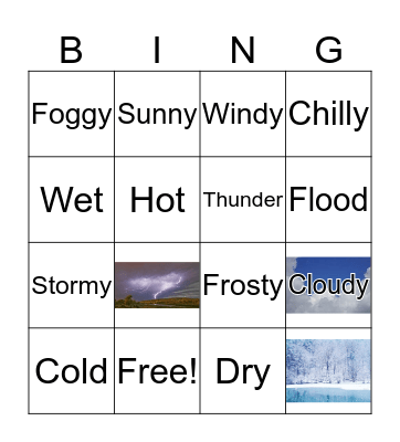 Weather Bingo Card