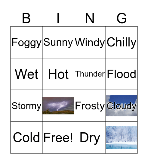 Weather Bingo Card