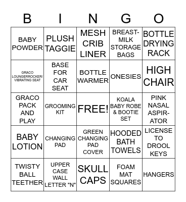 BABY SHOWER BINGO Card