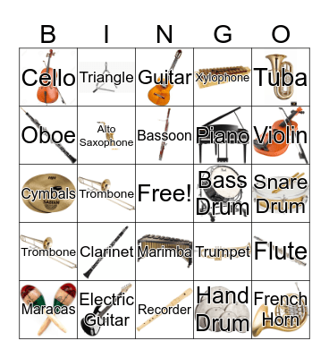 Instrument Bingo Card