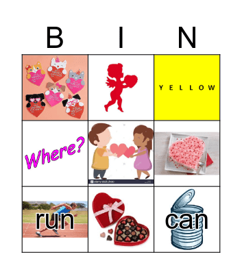 Sight Words Bingo Card