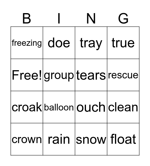 Vowel Teams Bingo Card