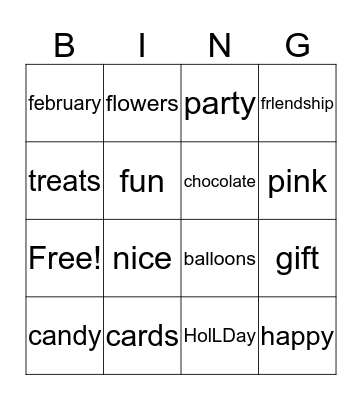happy valentine Bingo Card