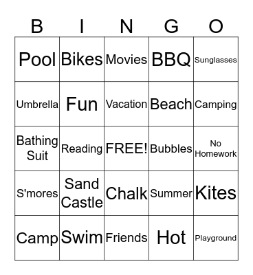 Summer Bingo Card