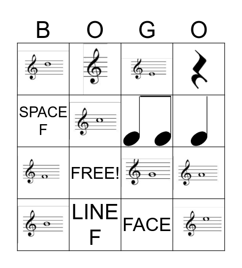 PIANO BINGO Card