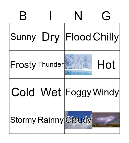 Weather Bingo Card