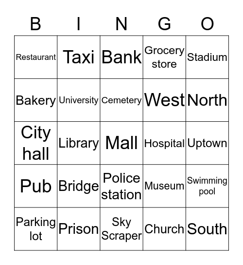 City Bingo Card