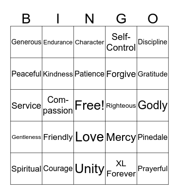 ******XL***** Bingo Card