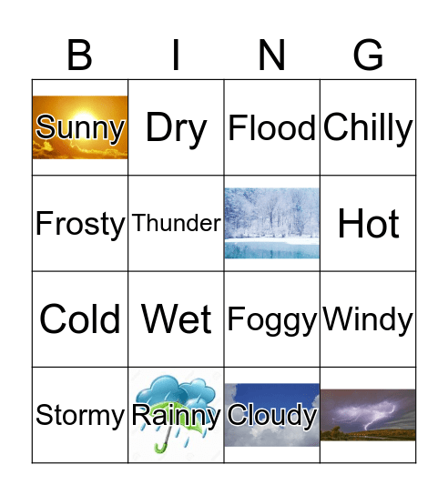 Weather Bingo Card