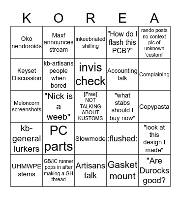 KB-KUSTOMS BINGO Card