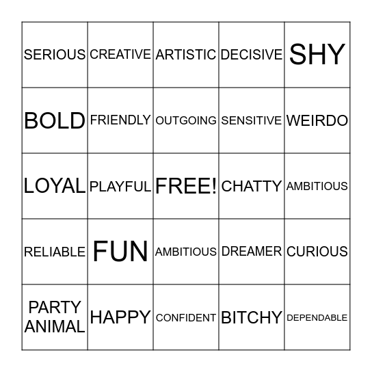 WHAT ARE YOU Bingo Card
