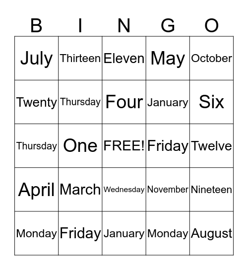 Untitled Bingo Card
