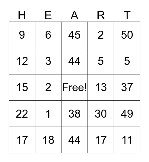 Valentine's Day Bingo Card