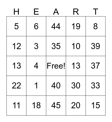 Valentine's Day Bingo Card