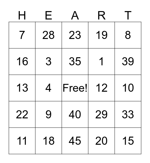 Valentine's Day Bingo Card