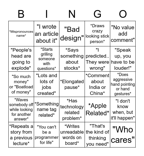 Koiningo Bingo Card