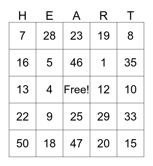 Valentine's Day Bingo Card