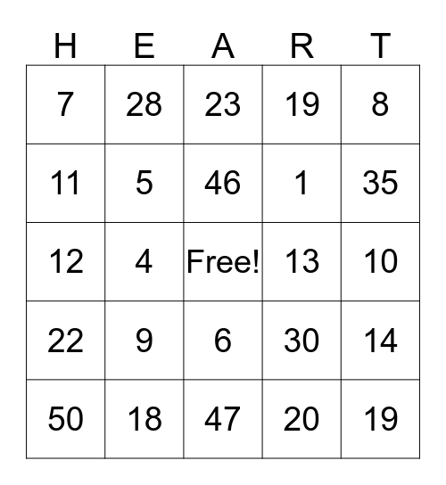 Valentine's Day Bingo Card