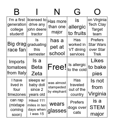 Brother Bingo Card
