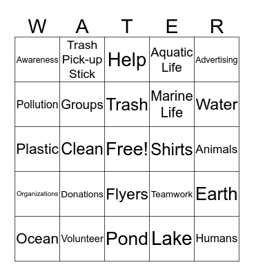 Life Below Water Awarness Bingo Card